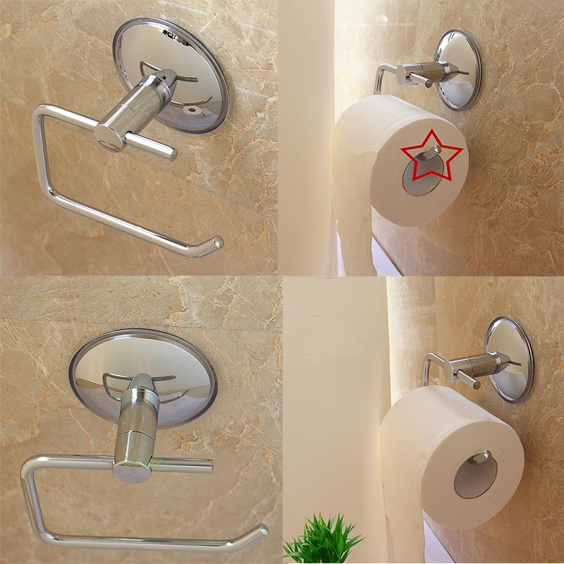 Stainless Steel Toilet Tissue Roll Paper Holder Suction Cup Toilet Paper Holders For Bathroom Tool