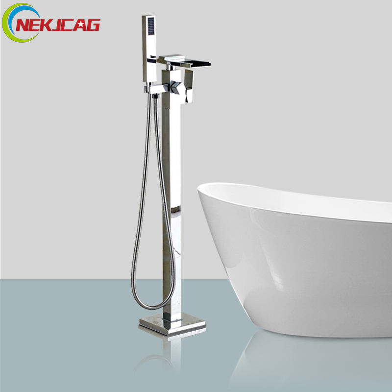 Chrome Polished Single Handle Waterfall Bathtub Faucet