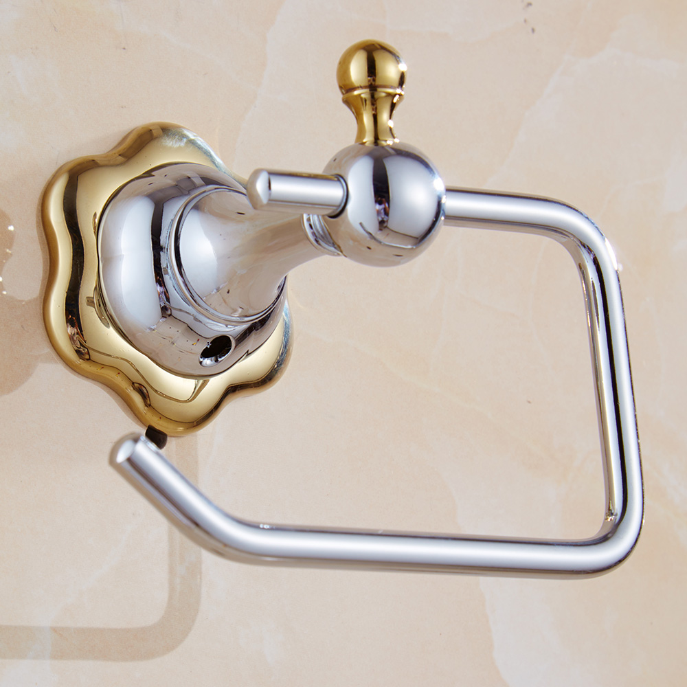 Modern Silver Toilet Paper Holder Flower Design Polish Roll Modern Silver Toilet Paper Holder Flower Design Polish Roll With Gold Decoration Sus 304