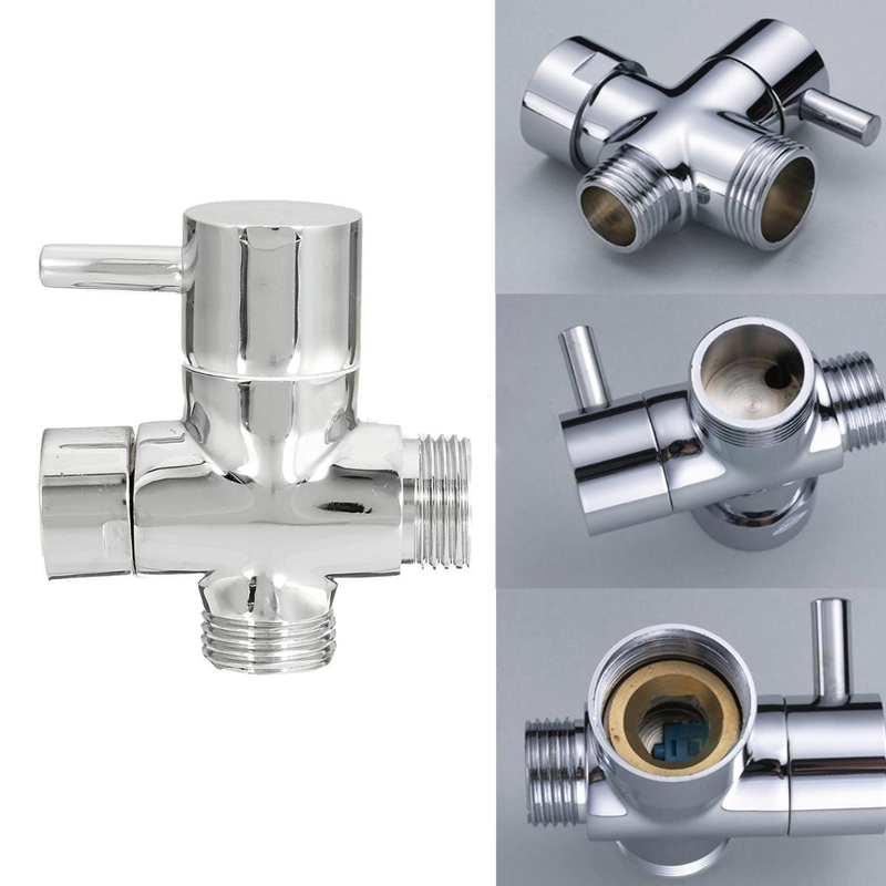 Brass 3-Ways Shower Head Diverter Valve Bathroom Toilet Sprayer Faucet T-adapter For Bathroom Accessories