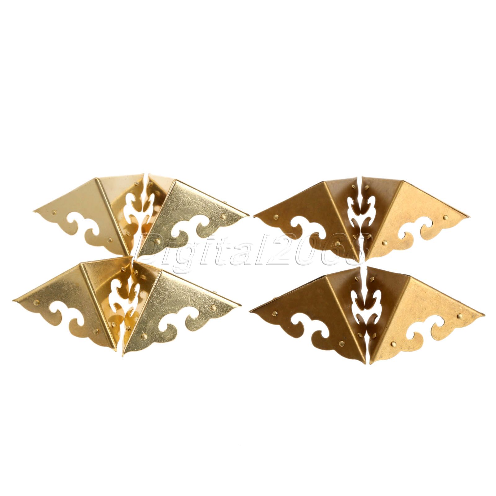 4X Chinese Furniture Corners Hardware Brass for Cabinet Trunk Jewelry Box Chest