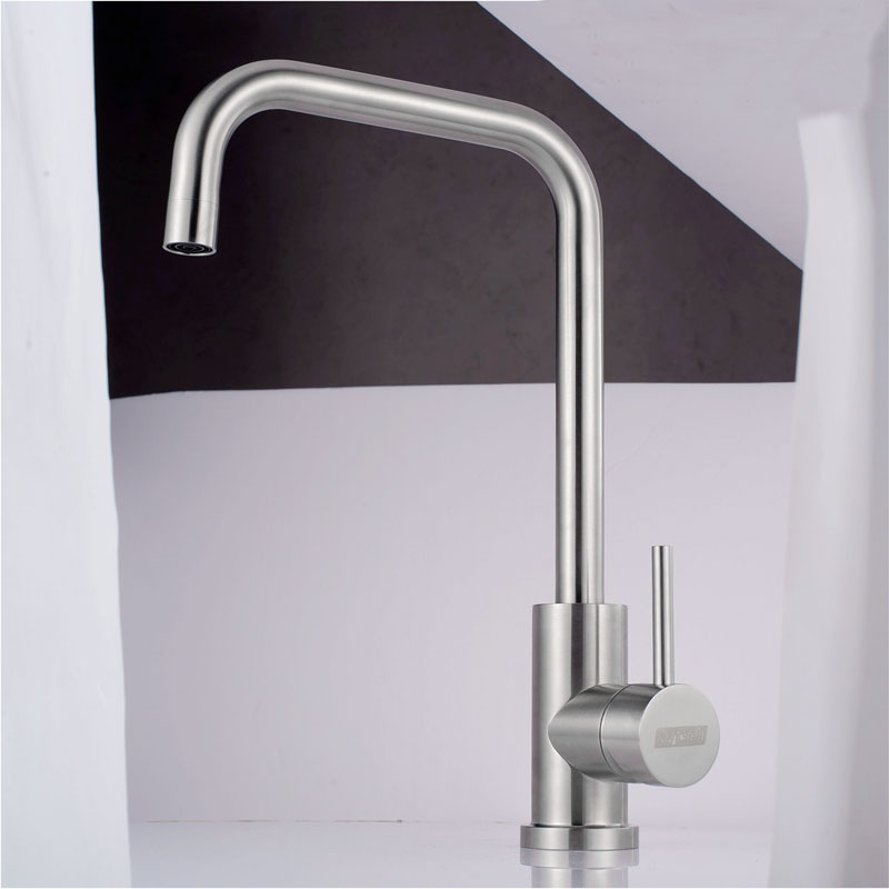 304 Stainless Steel Kitchen Faucet Lead Free Brushed Nickel