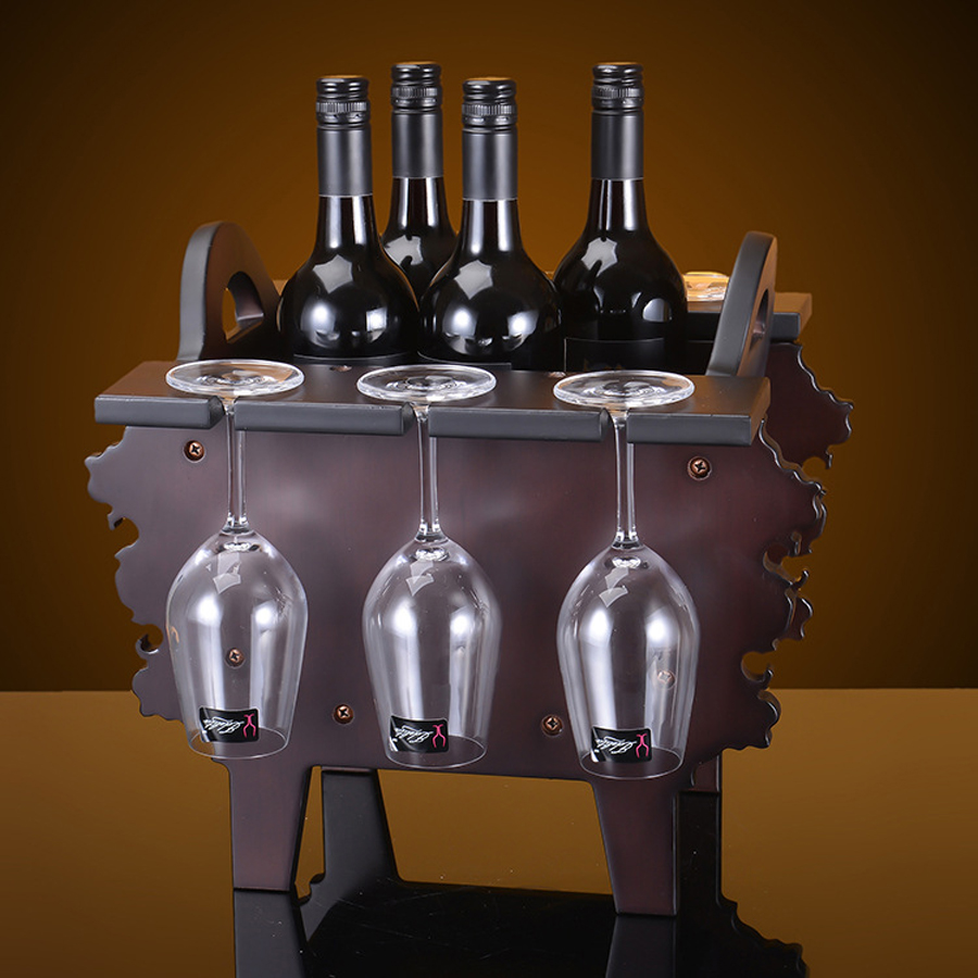 New Solid Wood Red Wine Rack Continental Creative Home Living Room