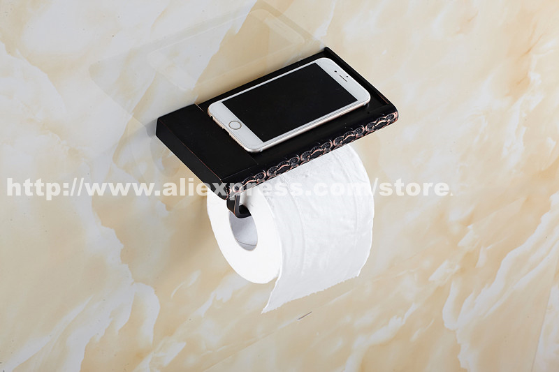 Antique brass bathroom paper phone holder with shelf bathroom Mobile