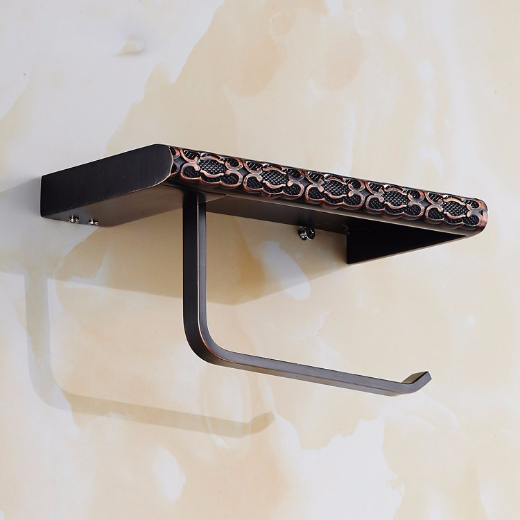 Antique brass bathroom paper phone holder with shelf bathroom Mobile