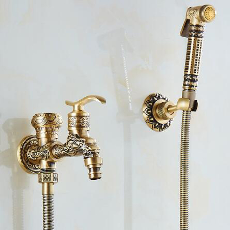 Antique-Brass-Bidet-Faucet-Wall-Mounted-Bathroom-Shower-Toilet-Washing-machine-Faucet-Cold-Water-with-Hand (1)