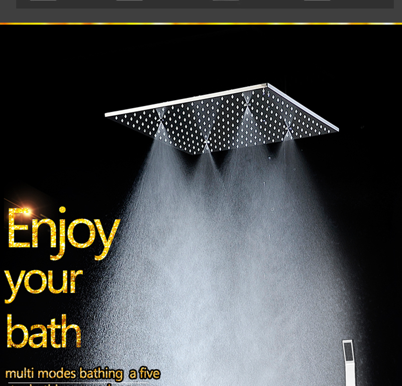 LED Big Rain Shower Faucets Modern Shower Ceiling 20'' Showerheads Panel 304 Stainless Steel Shower Set & Bath Shower Mixer (3)