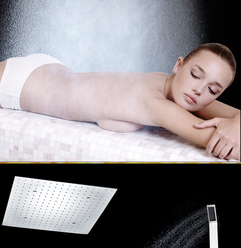 LED Big Rain Shower Faucets Modern Shower Ceiling 20'' Showerheads Panel 304 Stainless Steel Shower Set & Bath Shower Mixer (8)