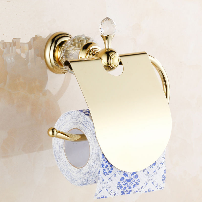 Luxury-crystal-brass-gold-paper-box-roll-holder-toilet-gold-paper-holder-tissue-box-Bathroom-Accessories