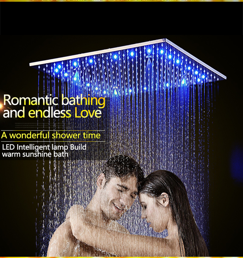 LED Big Rain Shower Faucets Modern Shower Ceiling 20'' Showerheads Panel 304 Stainless Steel Shower Set & Bath Shower Mixer (6)