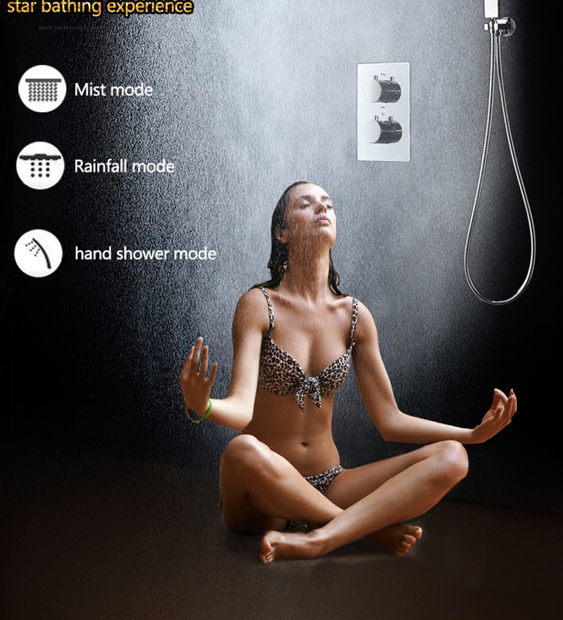 LED Big Rain Shower Faucets Modern Shower Ceiling 20'' Showerheads Panel 304 Stainless Steel Shower Set & Bath Shower Mixer (4)