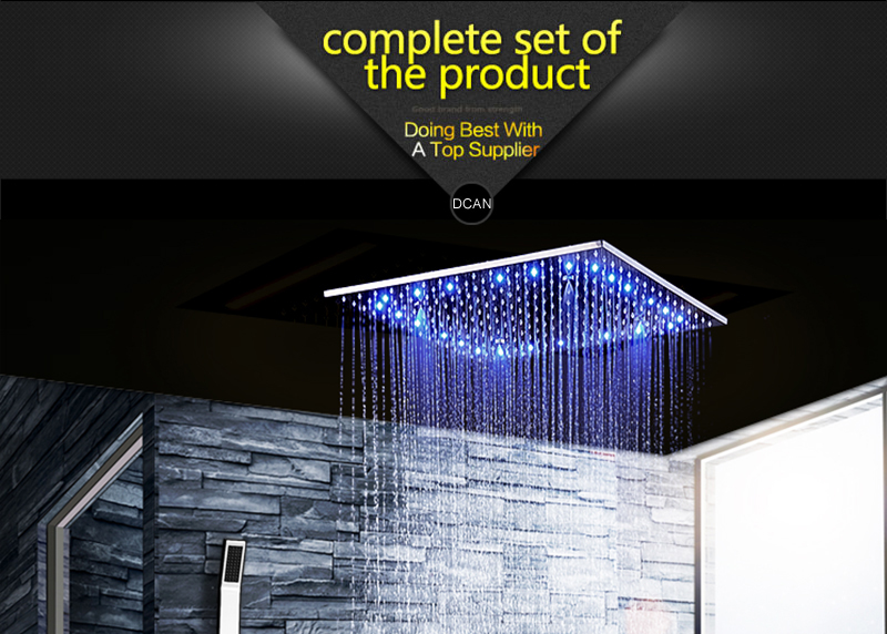 LED Big Rain Shower Faucets Modern Shower Ceiling 20'' Showerheads Panel 304 Stainless Steel Shower Set & Bath Shower Mixer (13)