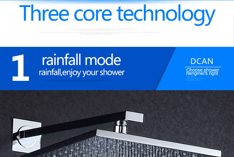 10 Inch Air Shower Head Set Booster Saving Water Concealed Wall Mounted Box Shower Kit  Rainfall Brass Bath &Shower Faucets (10)