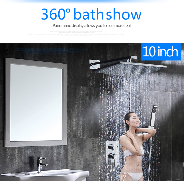 10 Inch Air Shower Head Set Booster Saving Water Concealed Wall Mounted Box Shower Kit  Rainfall Brass Bath &Shower Faucets (17)