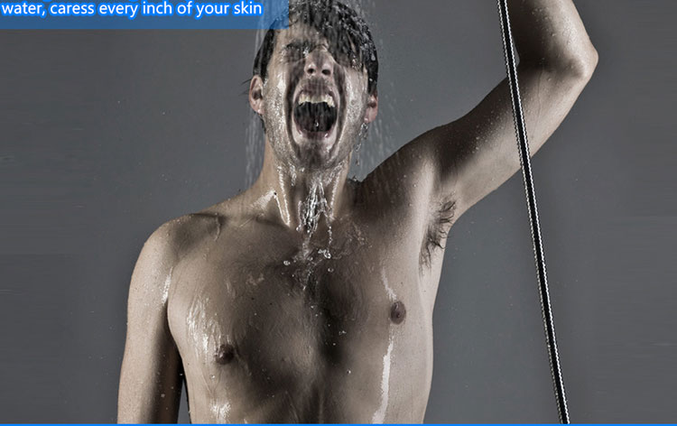 10 Inch Air Shower Head Set Booster Saving Water Concealed Wall Mounted Box Shower Kit  Rainfall Brass Bath &Shower Faucets (9)