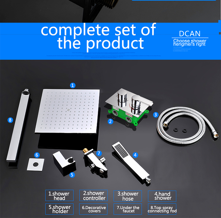 10 Inch Air Shower Head Set Booster Saving Water Concealed Wall Mounted Box Shower Kit  Rainfall Brass Bath &Shower Faucets (26)