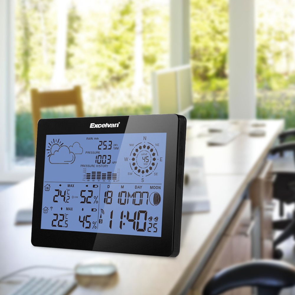 EXCELVAN Wireless Weather Station with Wind Speed & Rain, Temperature