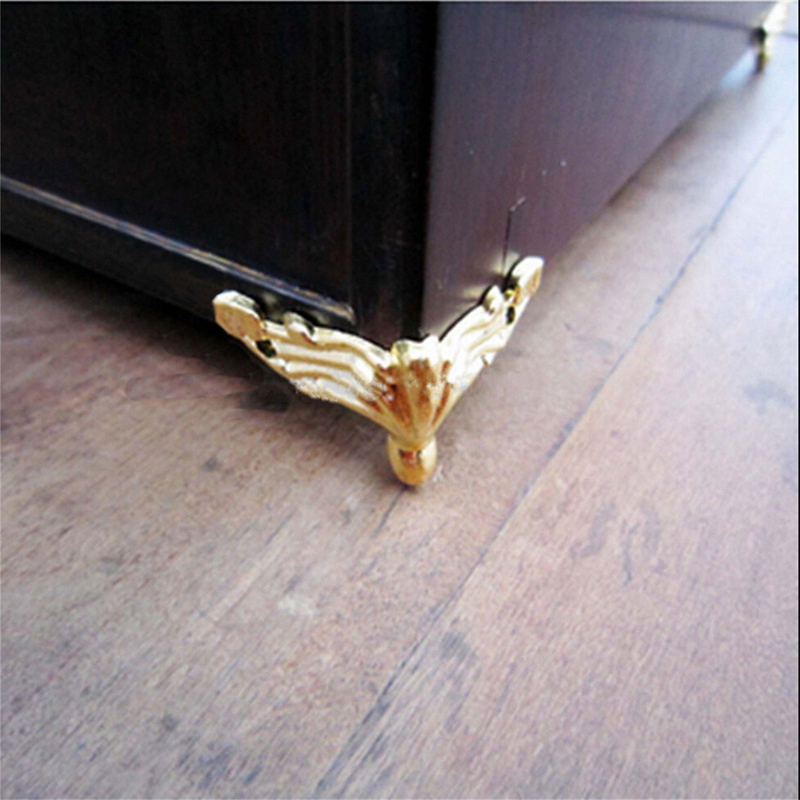 4Pcs/Set Hardware Antique Brass Jewelry Gift Box Wood Case Decorative Feet Leg Corner Protector