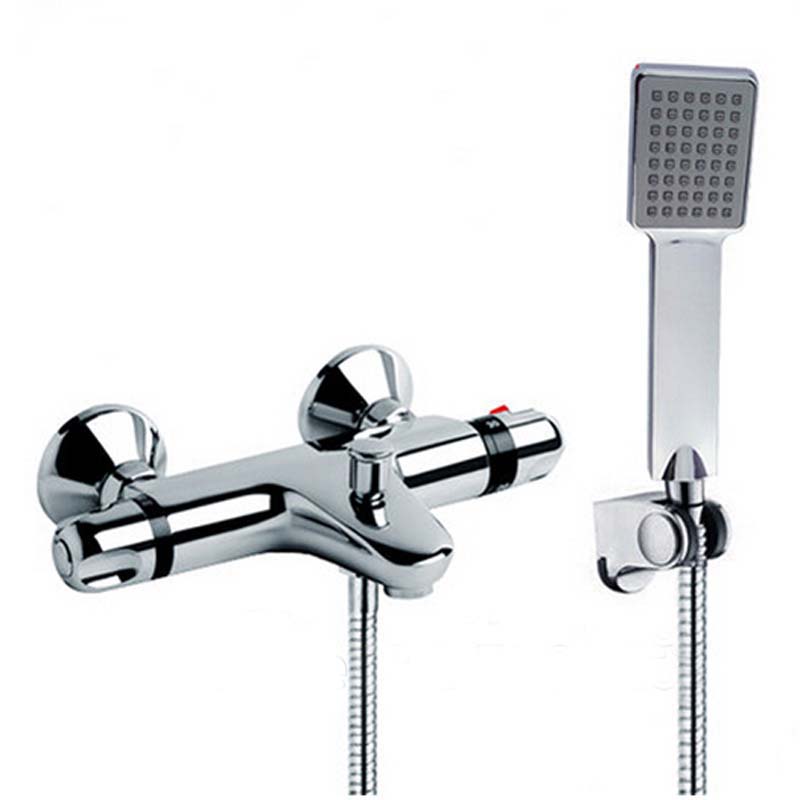 NEW-Shower-Faucet-Set-Bathroom-Thermostatic-Faucet-Chrome-Finish-Mixer-Tap-W-ABS-Handheld-Shower-Wall