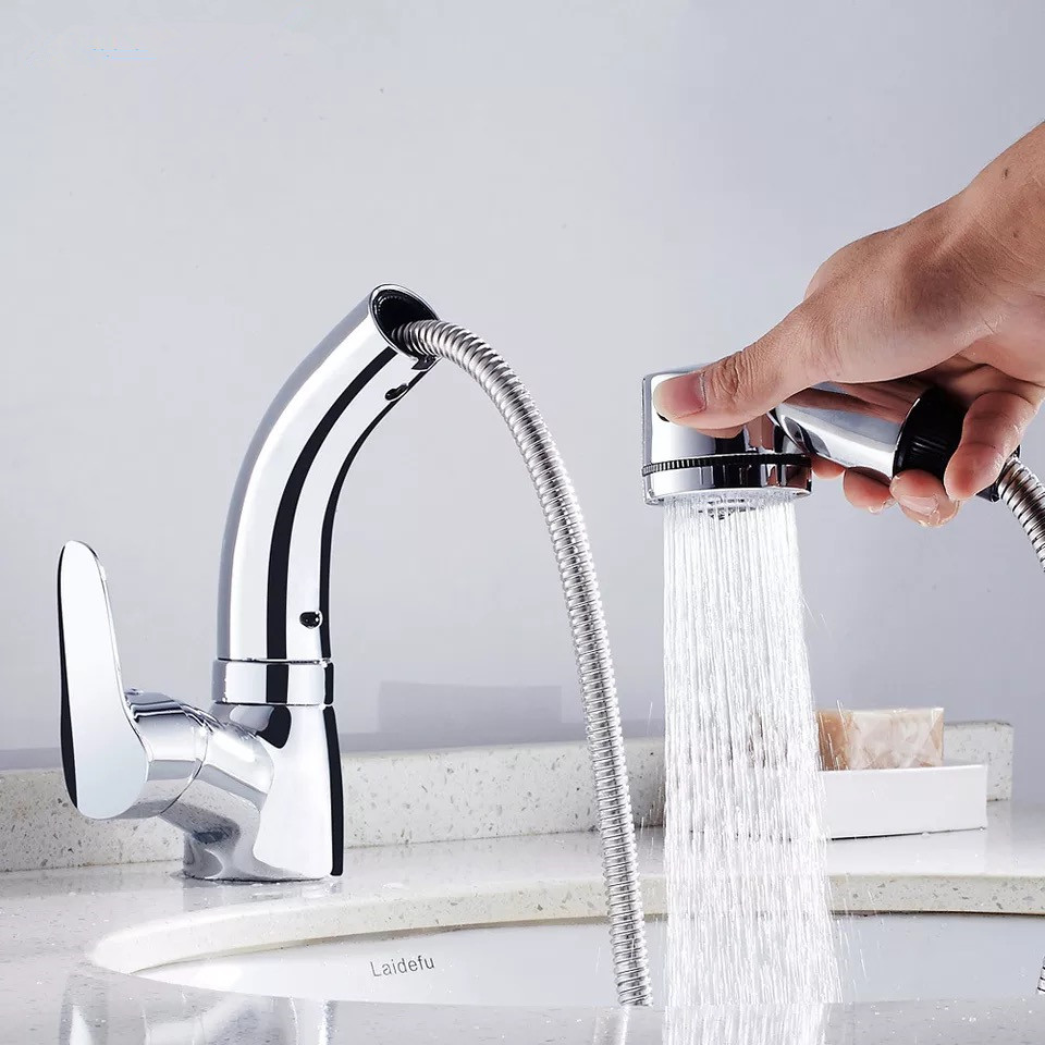 Pull Up Pull Out Bathroom Faucet Basin Sink Mixer Faucet Pull Out