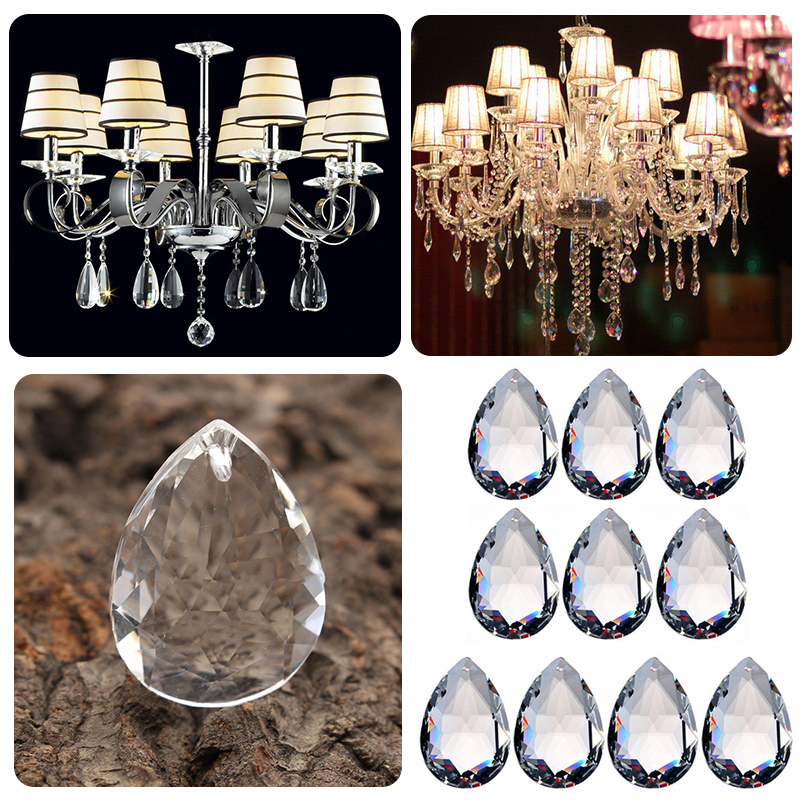 10pcs Clear Art Glass Chandelier Pendant Lamp Hanging Crystal Water Drop  Beads Lighting Pendants DIY Home Decoration Mayitr