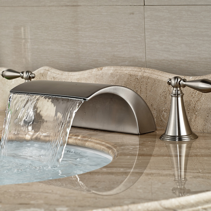 Modern-Brass-Deck-Mounted-Dual-Handles-Bathroom-Basin-Mixer-Faucet-Tap-Brushed-Nickel-Waterfall-Spout (2)