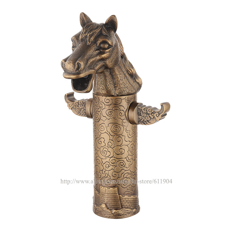 Artistic Animal Head Faucet Mixer Tap Cold Hot Water Taps Deck