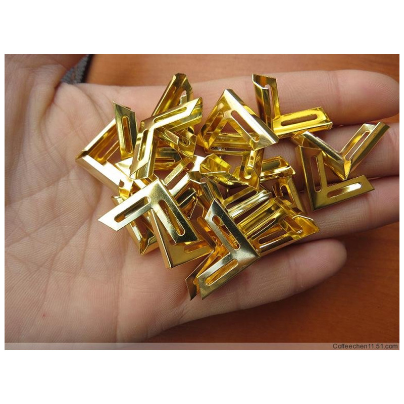 Bulk 18mm Golden Decorative Metal Corner Brackets For Books