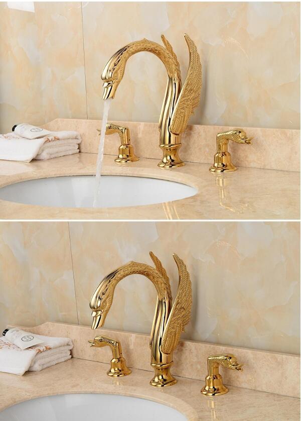 Details about   Swan Shape Deck Mounted Bathroom Basin Sink Vessel Faucet Mixer Waterfall Tap