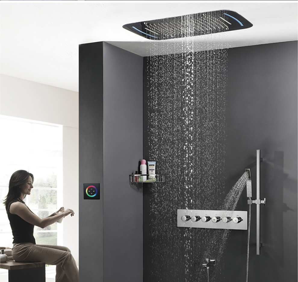 Hideep Embedded Rainfall Shower Set Brass Bath Shower Faucet