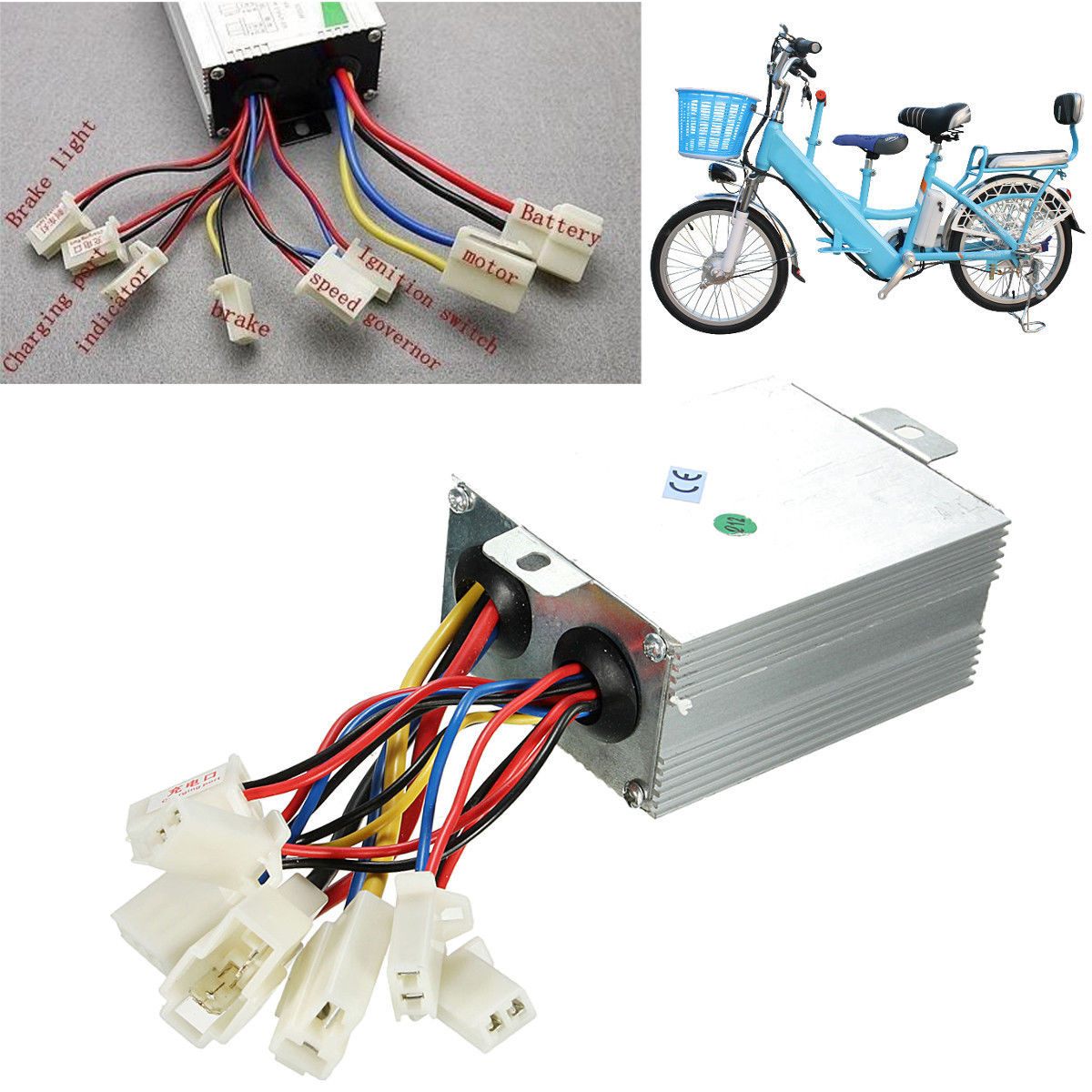 24V 500W Silver Aluminium Brushed Motor Speed Controller For Electric Bicycle Scooter Bike 85*65*38mm Mayitr