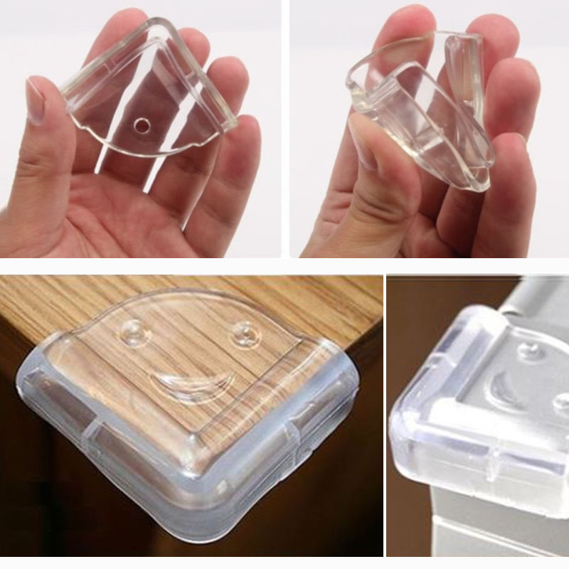 4Pcs Clear Jewelry Box Corner Foot Wooden Case Corner Protector Smiling Pattern Carved Crafts Decorative Corner Brackets