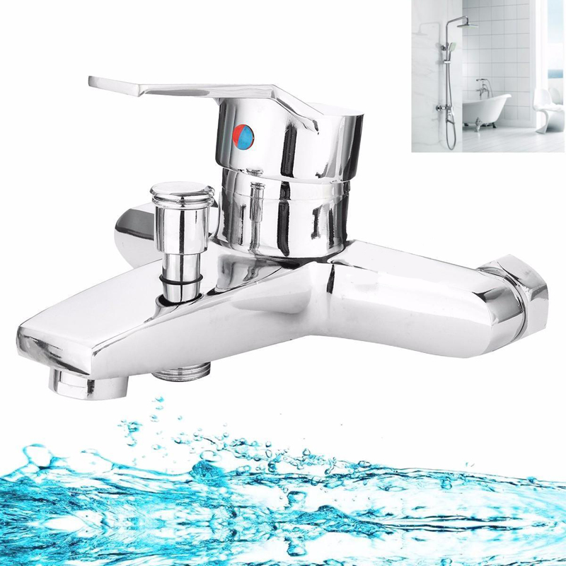 Brass Chrome Bathroom Tub Shower Faucet Cold and Hot Water Shower Tap Wall Mounted Bath Valve Mixer Tap Bathroom Faucet