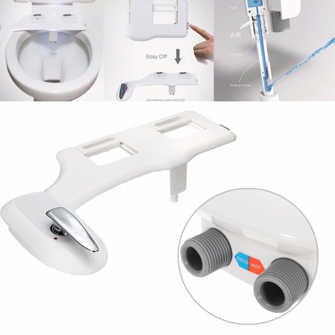 7/8'' And 9/16'' Bathroom Non-Electric Bidet Spray Hot / Cold Water Toilet Seat Attachment Self-Cleaning Noozle Mayitr New