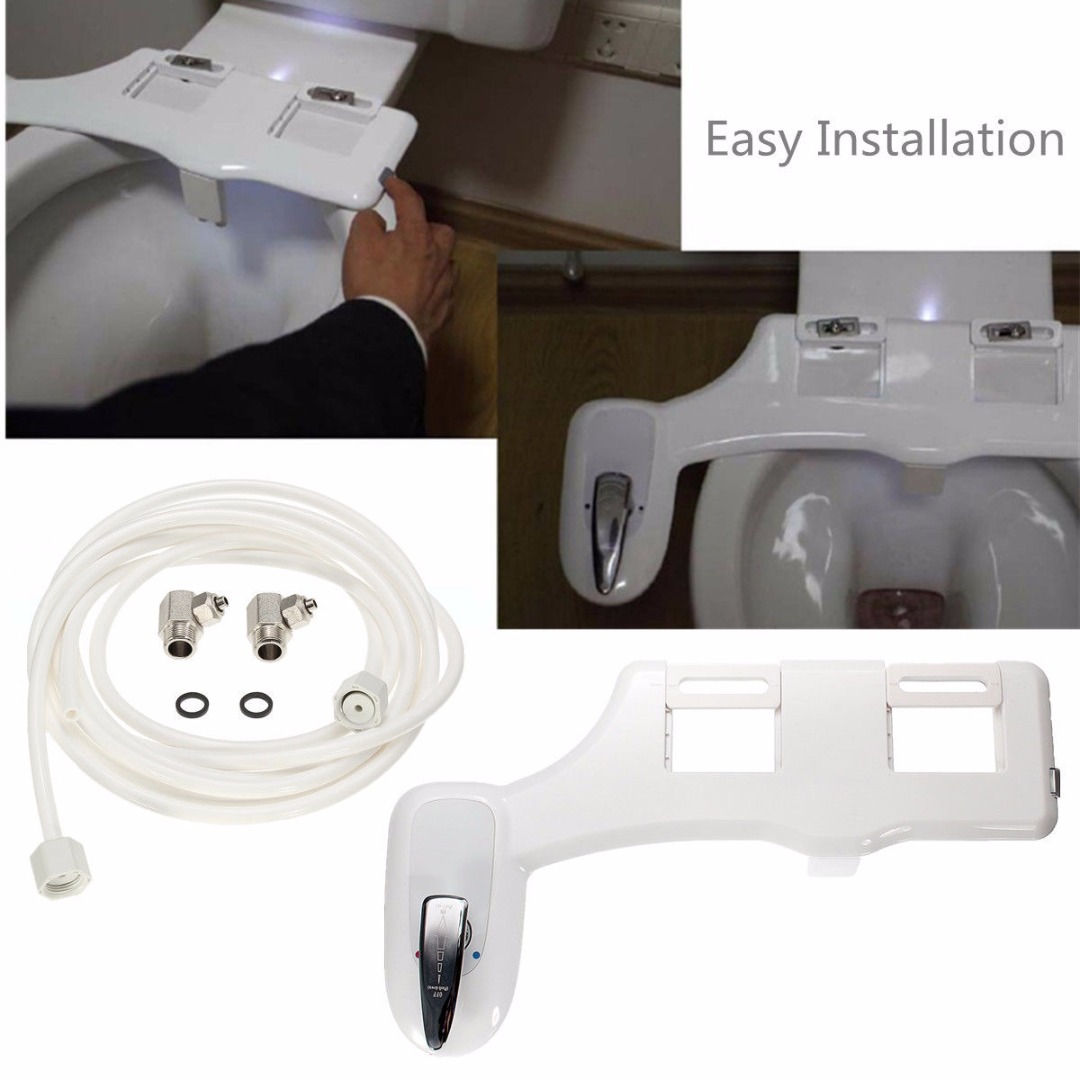 7/8'' And 9/16'' Bathroom Non-Electric Bidet Spray Hot / Cold Water Toilet Seat Attachment Self-Cleaning Noozle Mayitr New