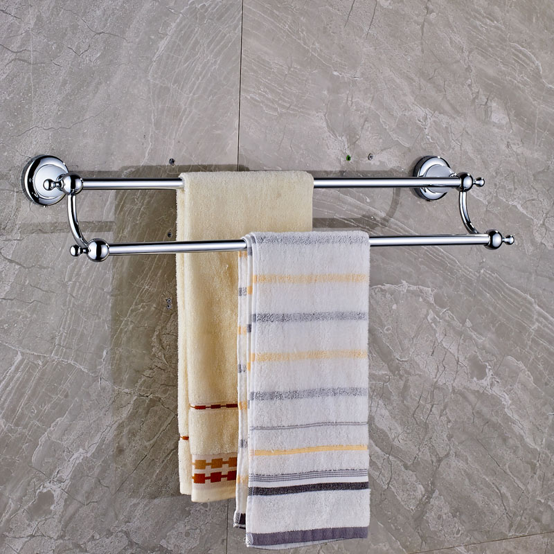 Wall-Mounted-Double-Bar-Towel-Hanger-Chrome-white-Bathroom-Bath-Towel-Hanger-Chrome-Finished