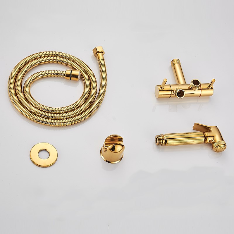 Wall Mounted Gold Brass Bidet Faucet Toilet Sprayer Tap Golden