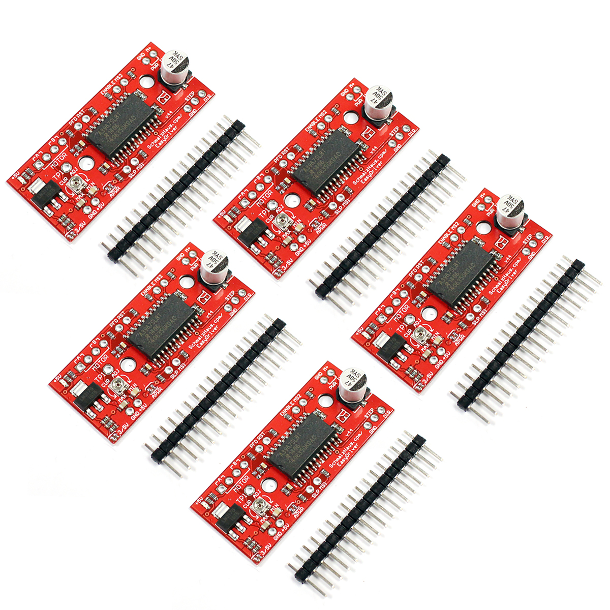 5pcs Stable Red A3967 EasyDriver Stepper Motor Driver V4.4 + 5pcs Pin Header For Arduino Electrical Supplies Mayitr