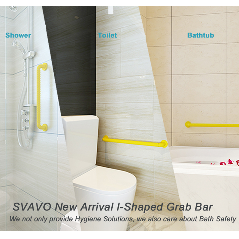 Svavo Wall Mounted Plastic Stainless Steel Toilet I Shape Handrail