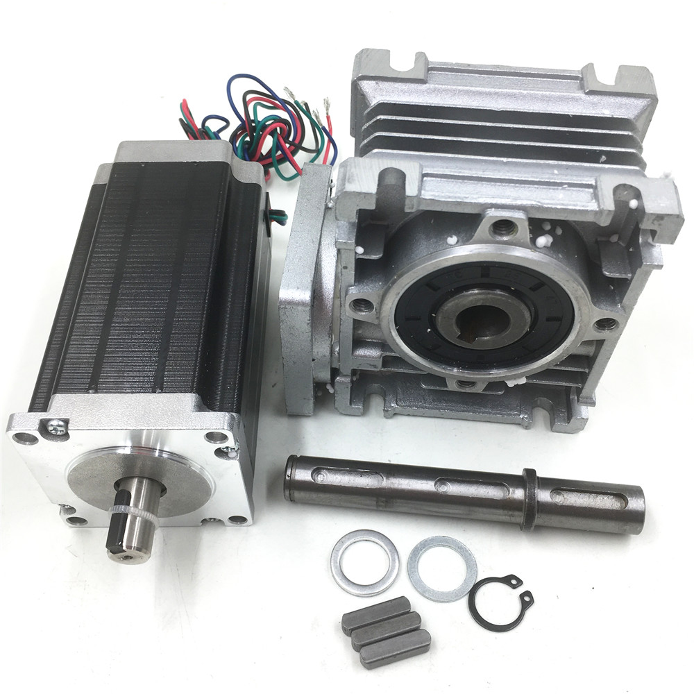 NMRV30 Worm Gearbox Geared NEMA23 1.8NM Stepper Motor Ratio 20:1 with Single Output Shaft 