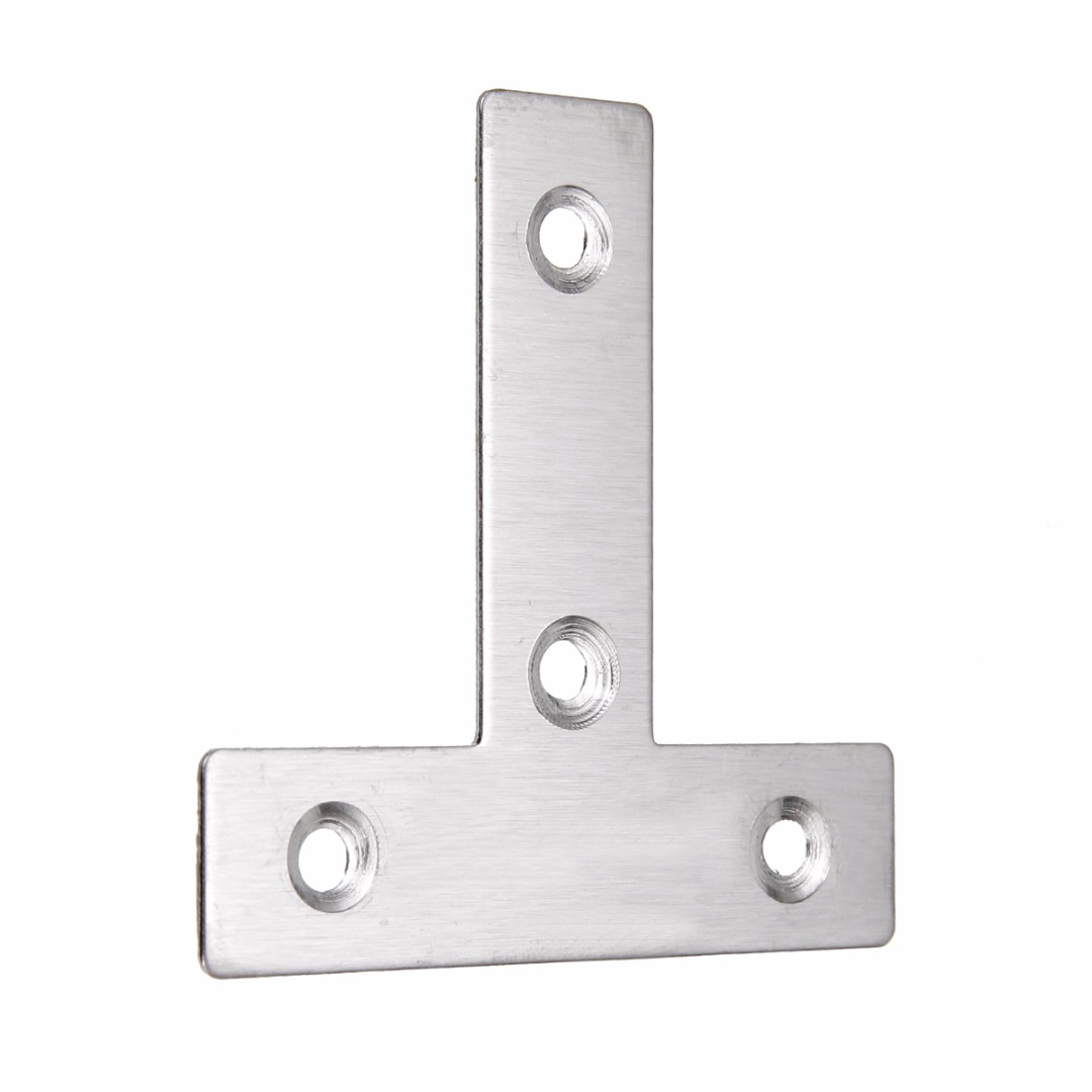4pcs/set Stainless Steel Flat T Shape Tee Repair Plate Bracket Corner Brace 40/60mm With  Screws Mayitr New Arrival