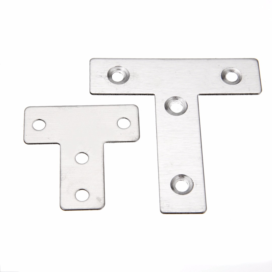 4pcs/set Stainless Steel Flat T Shape Tee Repair Plate Bracket Corner Brace 40/60mm With  Screws Mayitr New Arrival