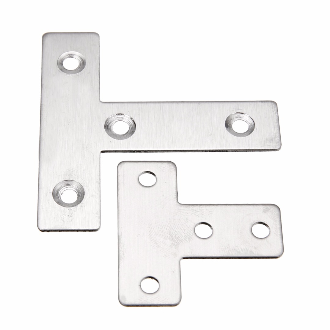 4pcs/set Stainless Steel Flat T Shape Tee Repair Plate Bracket Corner Brace 40/60mm With  Screws Mayitr New Arrival