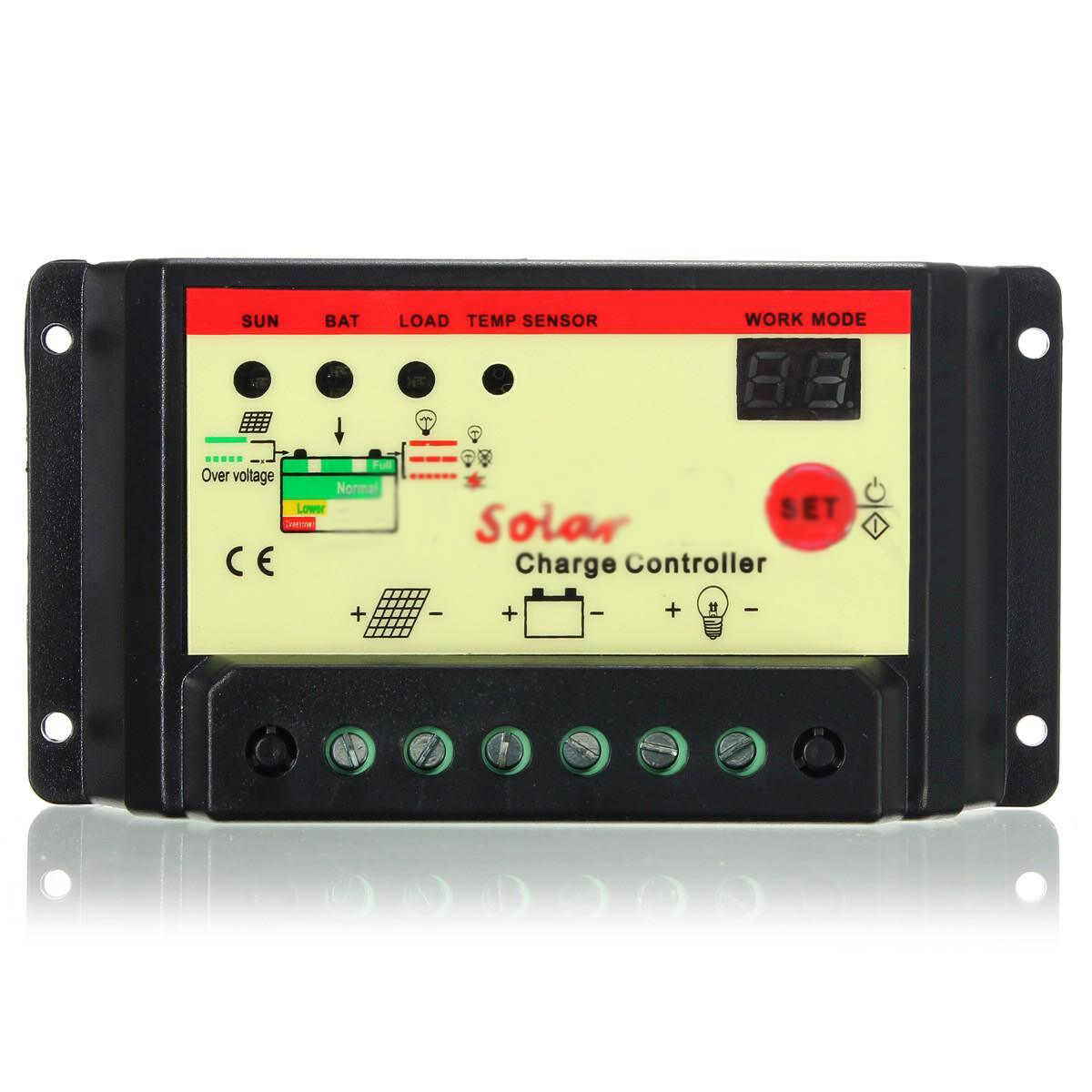 Mayitr 10A 12V/24V PWM Controller Solar Charger LCD Panel Regulator Battery Black New