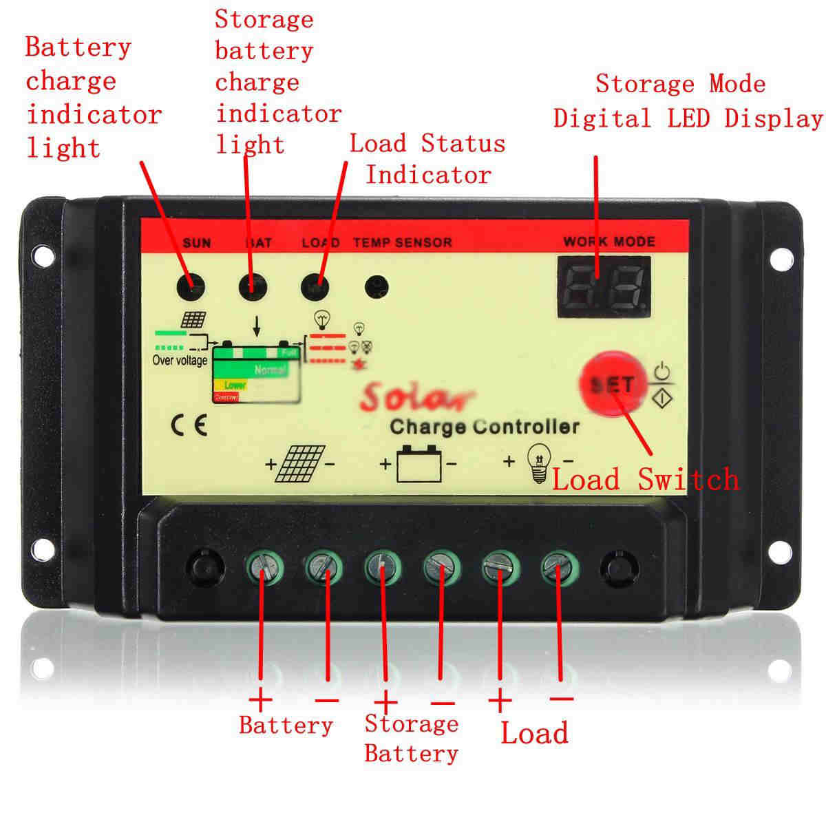 Mayitr 10A 12V/24V PWM Controller Solar Charger LCD Panel Regulator Battery Black New