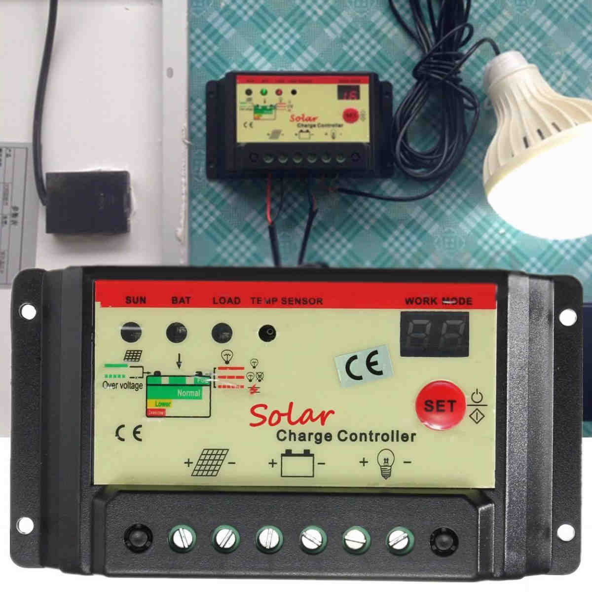 Mayitr 10A 12V/24V PWM Controller Solar Charger LCD Panel Regulator Battery Black New