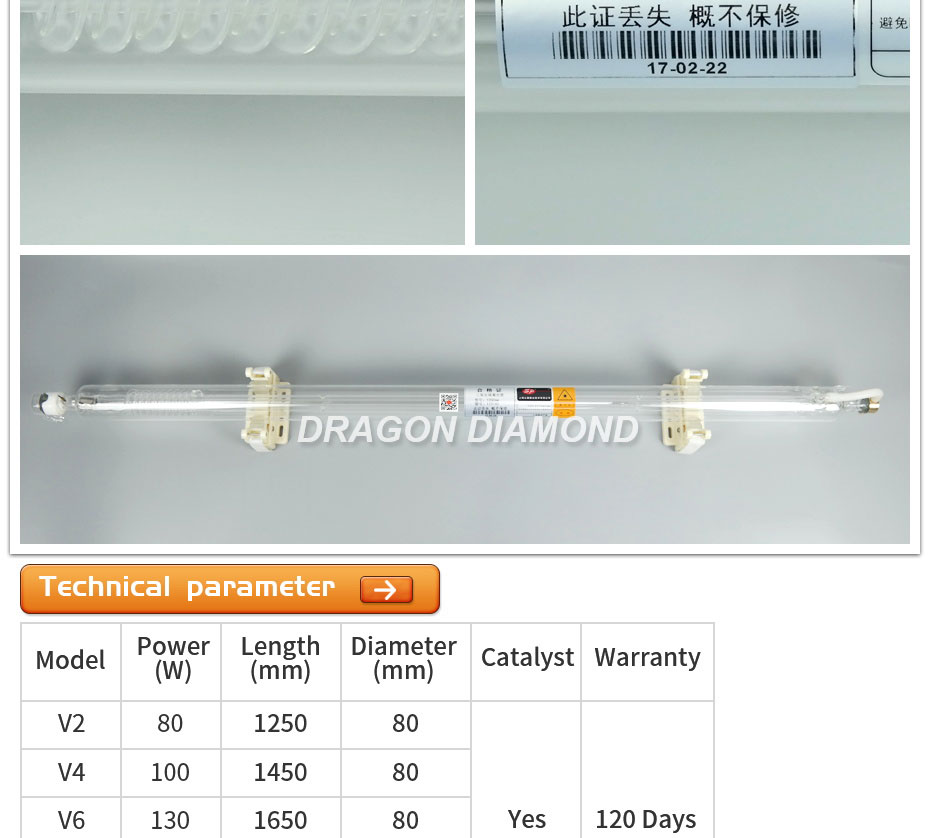 Co2 laser tube 40w 50w 60w laser tube 40 watt co2 glass tube for mini laser engraver