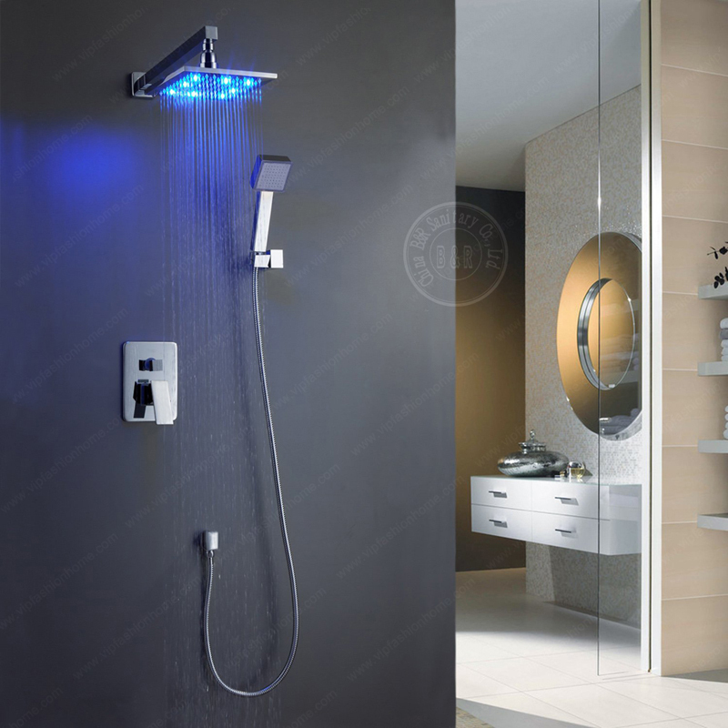 8 10 12 16 Inch Led Brass Bathroom Rainfall Led Shower Faucet