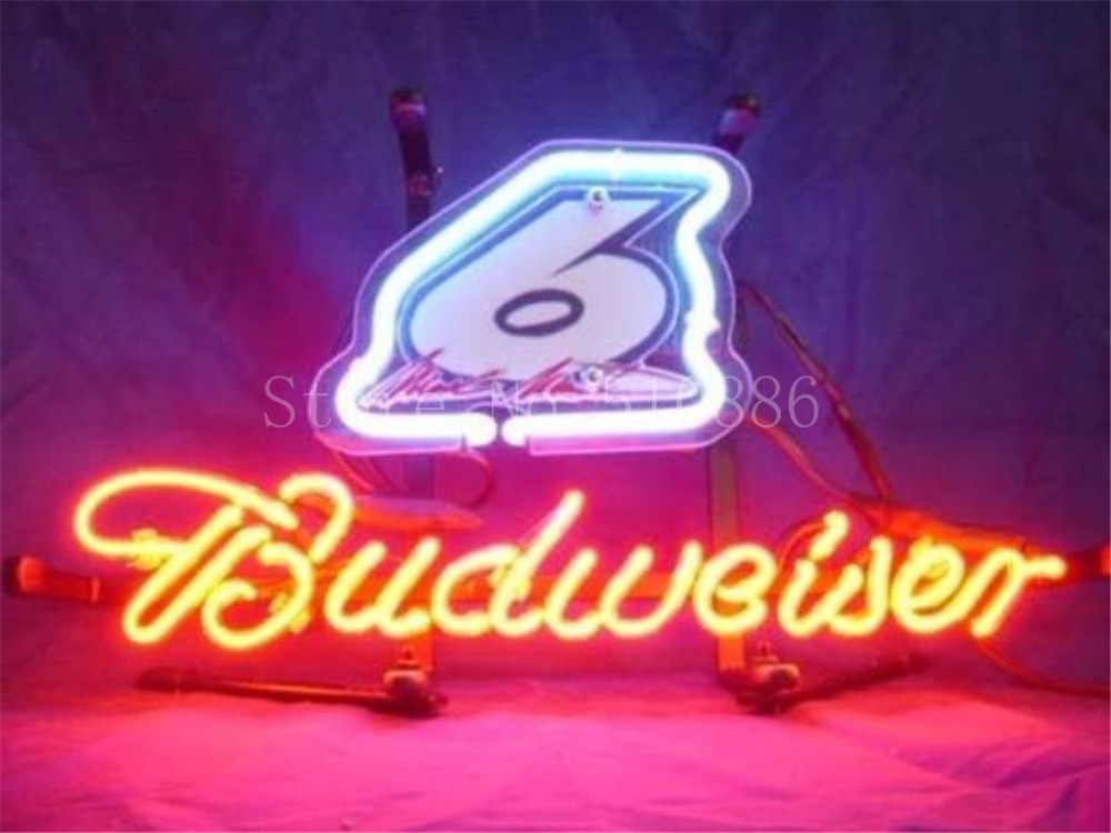 NEON SIGN For New Budweiser Autographed Nascar 6 Race Number Signboard