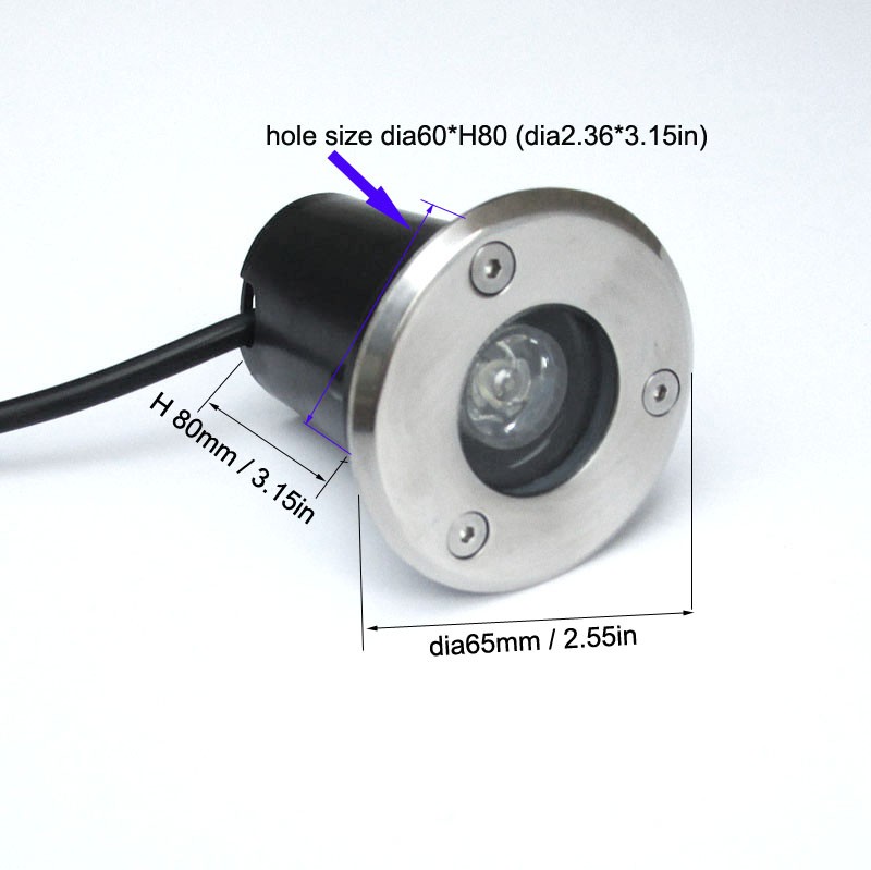 1w 65mm led deck lamp size